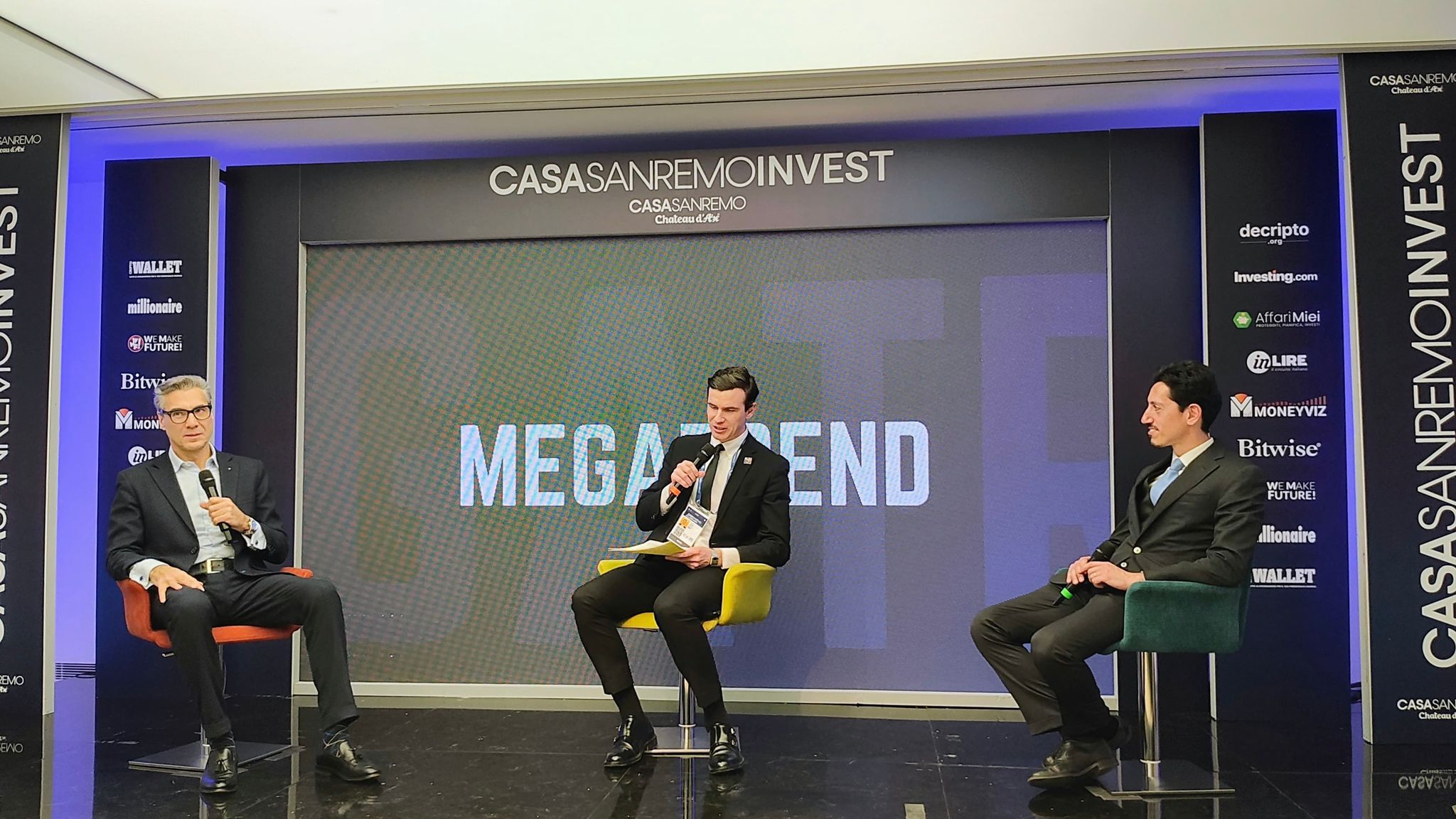 Federico Morgantini e Andrea Pantaleo sul palco di Casa Sanremo Invest 2026